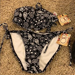 black and white swimsuit